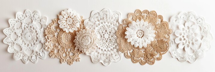 Isolated Set of Antique Lace Doilies - obrazy, fototapety, plakaty