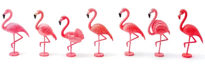 Fototapete Flamingo Isolated Set of Retro Plastic Flamingos