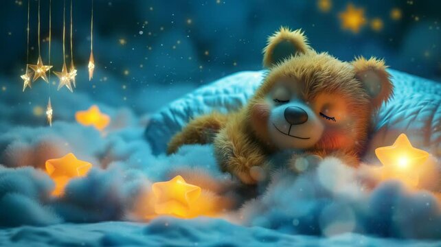 a cozy baby cute bear  is sleeping peacefully.
seamless looping time-lapse 4K video background