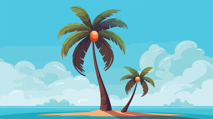 Fototapeta na wymiar Single Hawaiian Coconut Palm Tree Against a Turquoi