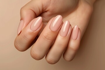 Pale pink almond nails for a classic and chic look, ideal for bridal beauty and elegant fashion concepts