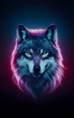 A Wolf with neon effect
