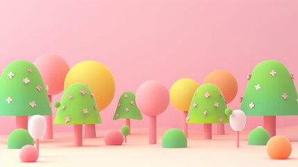 3D landscape C4D cartoon cute style background material
