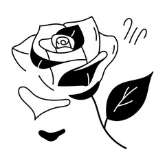 Download hand drawn icon of blooming flower 