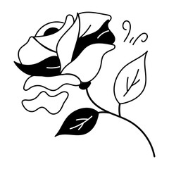 Easy to edit doodle icon of botanical flower  - obrazy, fototapety, plakaty