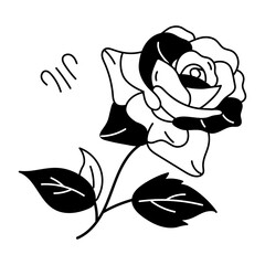 Beautiful doodle icon of valentine flower 