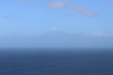 View of the Pico de Teide in a distance from a viewpoint on the island La Gomera