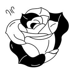 Trendy doodle icon of red rose