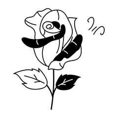 Trendy doodle icon of red rose