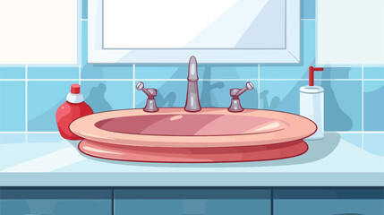 Sink in the bathroom icon. Cartoon illustration of