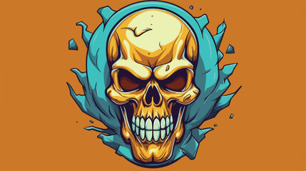 Skull cartoon character mascot illustration 2d flat