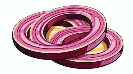 Sliced red onion rings .. 2d flat cartoon vactor illustration