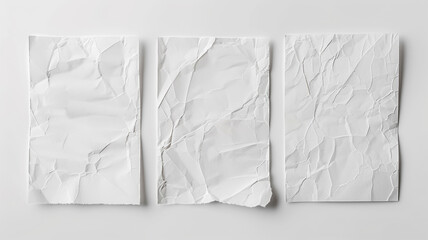 collection mockup white textured paper isolated on white background