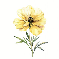 Watercolor yellow flower