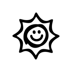 Doodle drawing of a sun with a smile graphic design