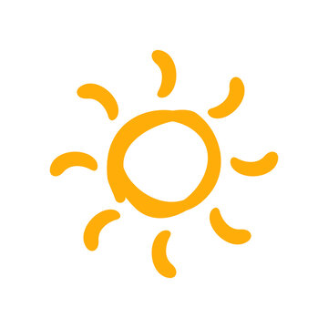 Doodle drawing of a sun with a smile graphic design