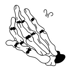 Here is a doodle icon of skeleton hand 