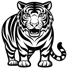 Tiger cartoon vector illustration mascot,cheetah Tiger silhouette,vector,icon,svg,characters,Holiday t shirt,black Tiger cartoon drawn trendy logo Vector illustration,cheetah cartoon on a white backgr