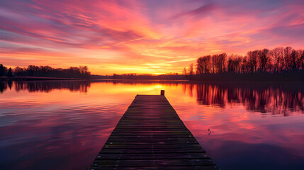 Enchanting Twilight: Solitary Pier Under a Colourful Sky