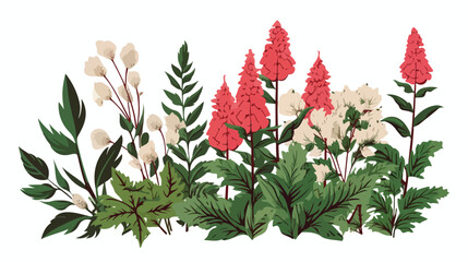 South korea wild plant and flower 2d flat cartoon v - obrazy, fototapety, plakaty
