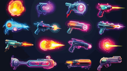 Space guns vfx effect explosion laser blasters with - obrazy, fototapety, plakaty