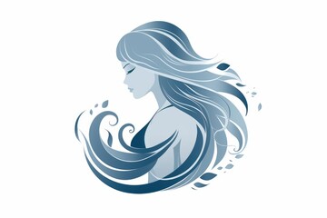 fashion, girl, blue, hair, logo, illustration, woman, face, light blue, glamour, long hair, spa, hairdresser, mothers day, silhouette, international womens day, watercolor, background, female, portrai