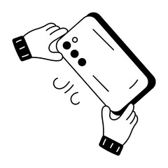 Download doodle icon of a handheld phone 