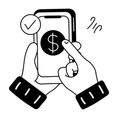 Trendy doodle icon of a payment confirmation