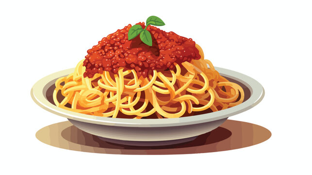 Spaghetti bolognese isolated on white vector illustration