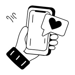 A hand drawn icon of romantic chat 