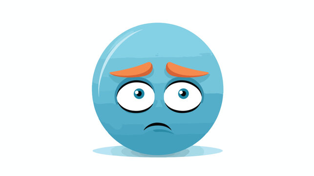 Sphere sad cartoon face expression icon. Isolated a