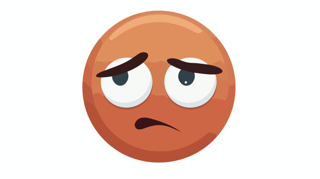 Sphere sad cartoon face expression icon. Isolated a