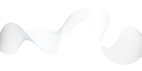 Futuristic technology and sound wave lines, Abstract modern white and grey background. futuristic gradient and white wave curve lines banner design. 