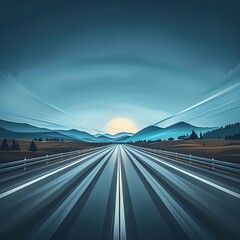 The beautiful empty road stretches into the horizon, its promise of adventure captured in serene closeup - obrazy, fototapety, plakaty