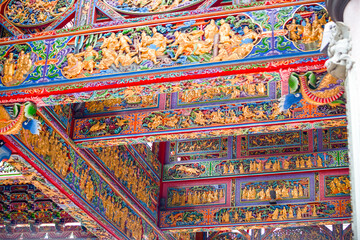clse-up of a decoration of a Chinese temple
