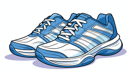 Sports tennis or sports shoes in blue lines. white