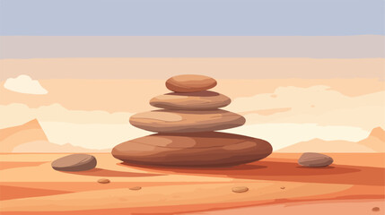 Stacked zen stones sand background art of balance c