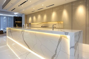 Visuals showcasing the timeless beauty of white marble, with its clean and polished appearance that adds a touch of refinement to architectural and design applications - 784509876
