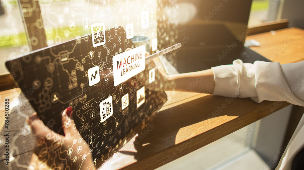 Poster machine deep learning algorithms, artificial intelligence, ai, automation and modern technology in b