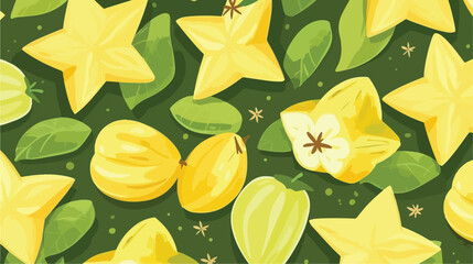 Star fruit seamless pattern background 2d flat cartoon