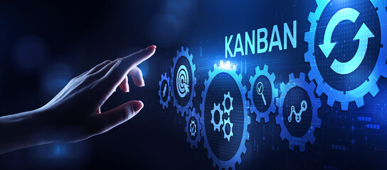 Fototapeta na wymiar Kanban agile project management workflow business process optimisation.