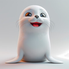 A cute and happy baby seal 3d illustration