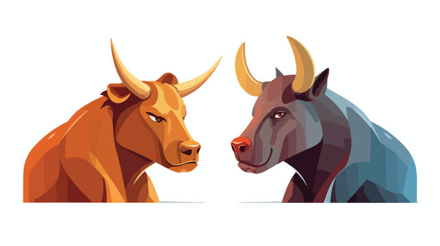 Stock market bull and bear icon vector illustration