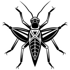grasshopper vector illustration mascot,grasshopper silhouette,vector,icon,svg,characters,Holiday t shirt,black katydid cartoon drawn trendy logo Vector illustration,katydid on a white background,eps,p