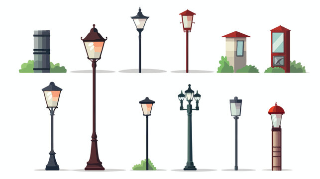 Street lamp. Bulb lattice lampshade lamppost lanter