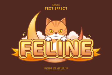decorative editable orange cat text effect vector design