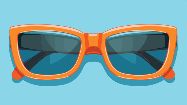 Stylish beach sunglasses. Spectacles with orange fr