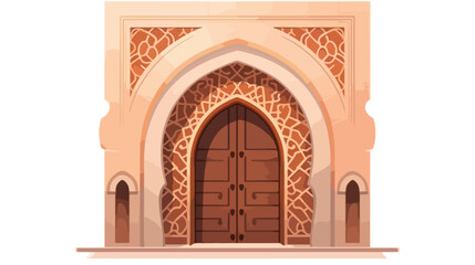 Stylized door in arabic architectural style arch wi - obrazy, fototapety, plakaty