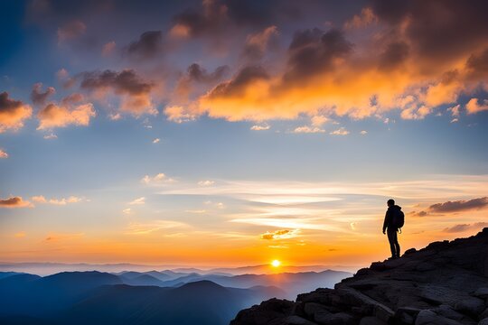 person standing on top of a mountain