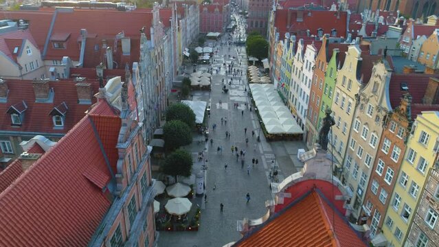 Long Market Downtown Gdansk Dlugi Targ Srodmiescie Aerial View Poland